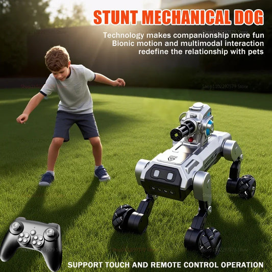 2025 New 2.4G Remote Control Robot Dog with Singing Dancing Follow Mode 360° Rotating launching Cannon Puppy Toys Gifts For Kid