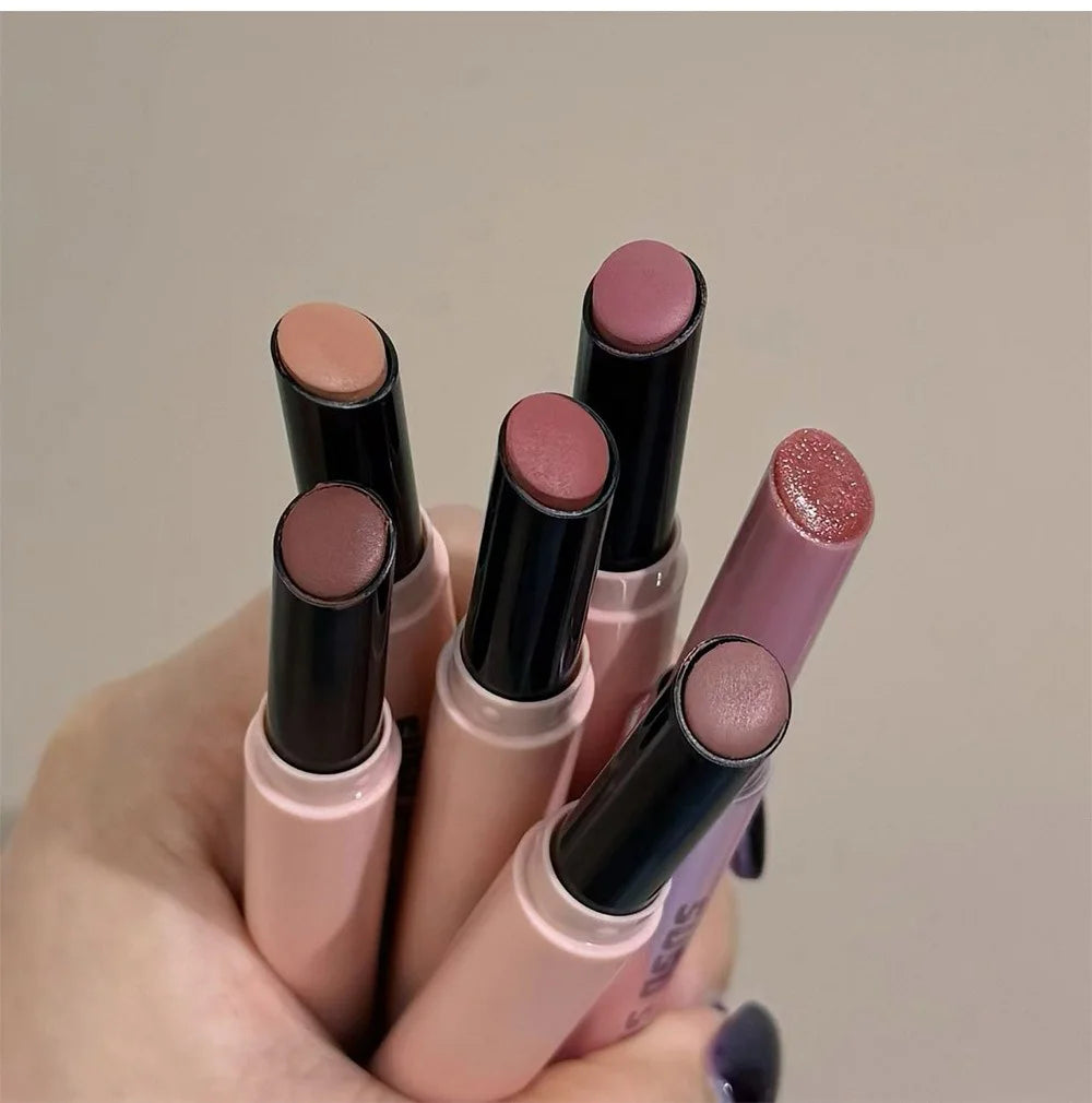 1Pc Moisturizing Velvet Matte Lipstick Hazelnut Mousse Long Waterproof Light Natural Warm Brown Red Toned Lip Tint Make Up Stain