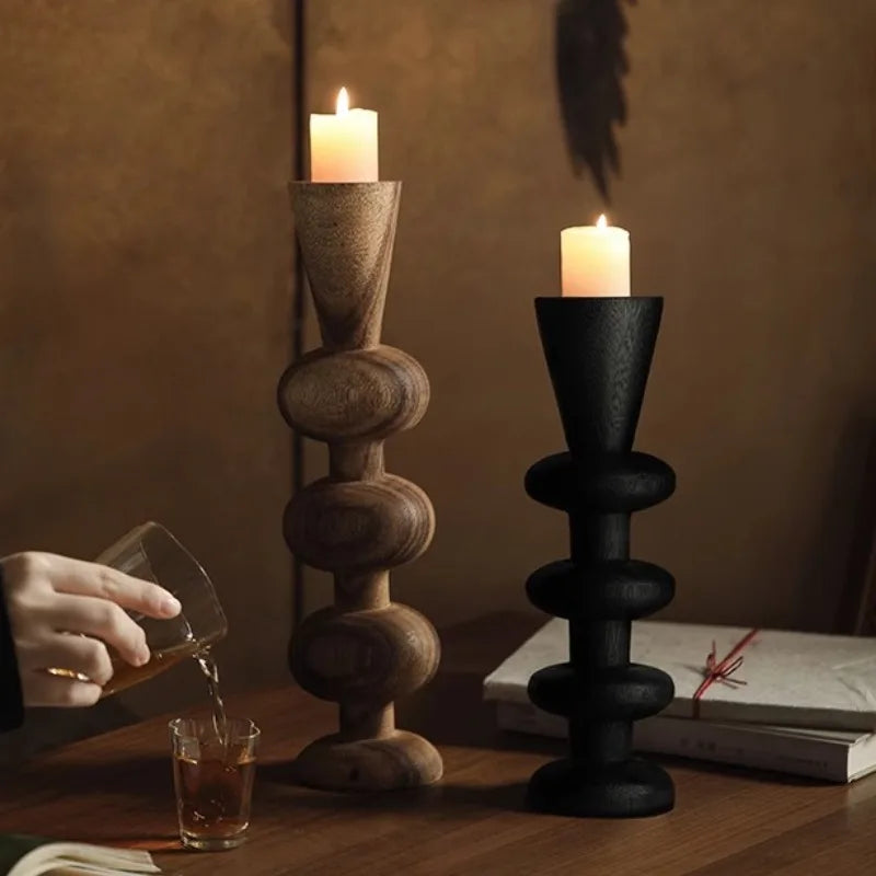Retro Wooden Candle Holder Elegant Wedding Centerpieces Decoration Table Accessories Candlestick Holder Modern Home Decoration
