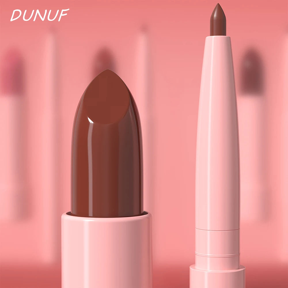 Red Brown Matte Lipstick Lip Liner Set Waterproof Long Lasting Hydrating Non Sticky Contour Lip Makeup