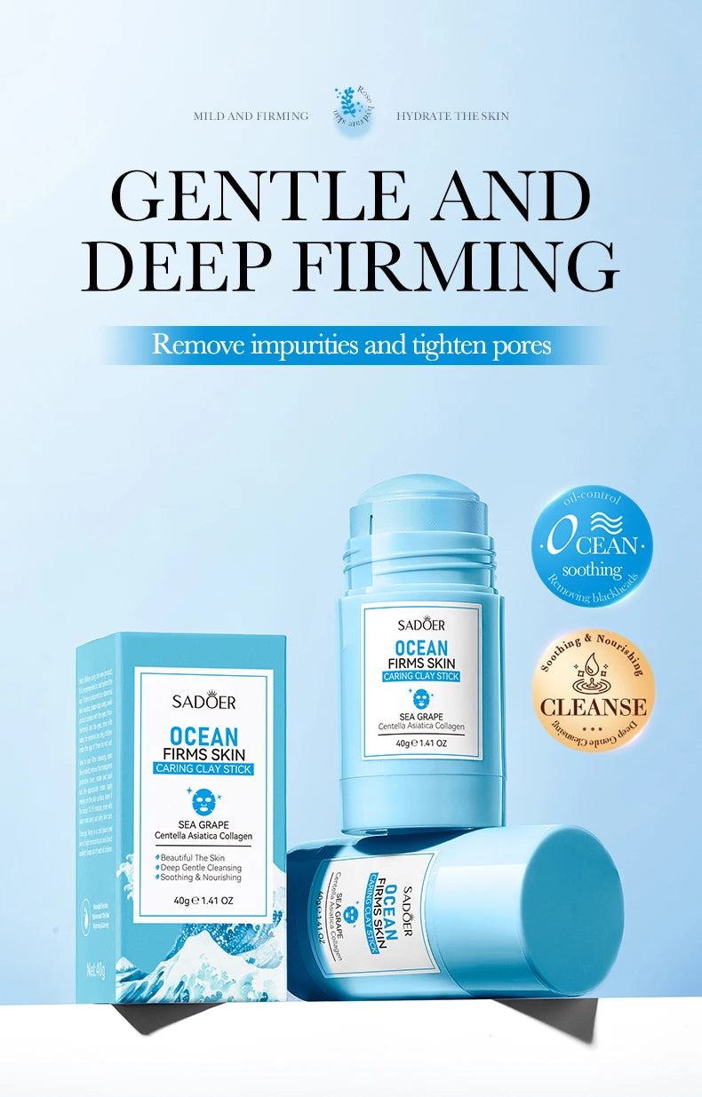 SADOER Green Tea Rose Face Masks Stick Clay Mask Shrink Pores Deep Blackhead Remover Facial Cleansing Moisturizing Facial Masks