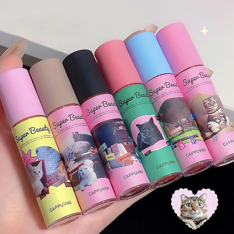 1PC/3PC Lovely Cat Collage Lipgloss Long Lasting Matte Lipstick Lip Makeup Tint Nude Red Lipgloss Waterproof Lipstick Cosmetics