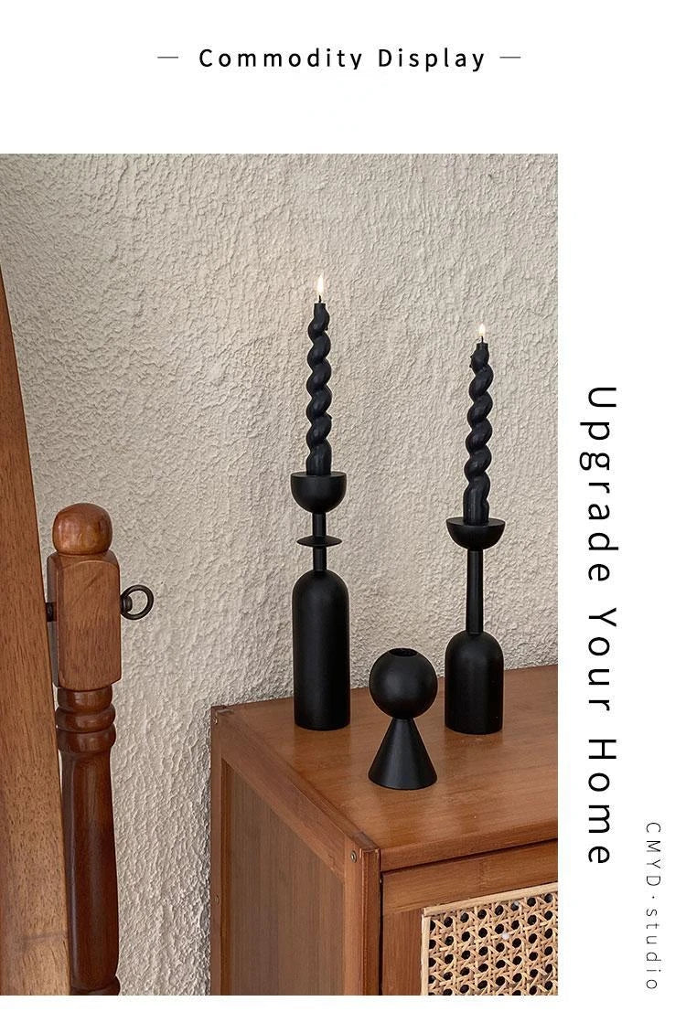 Black Wooden Candlestick Decorations
