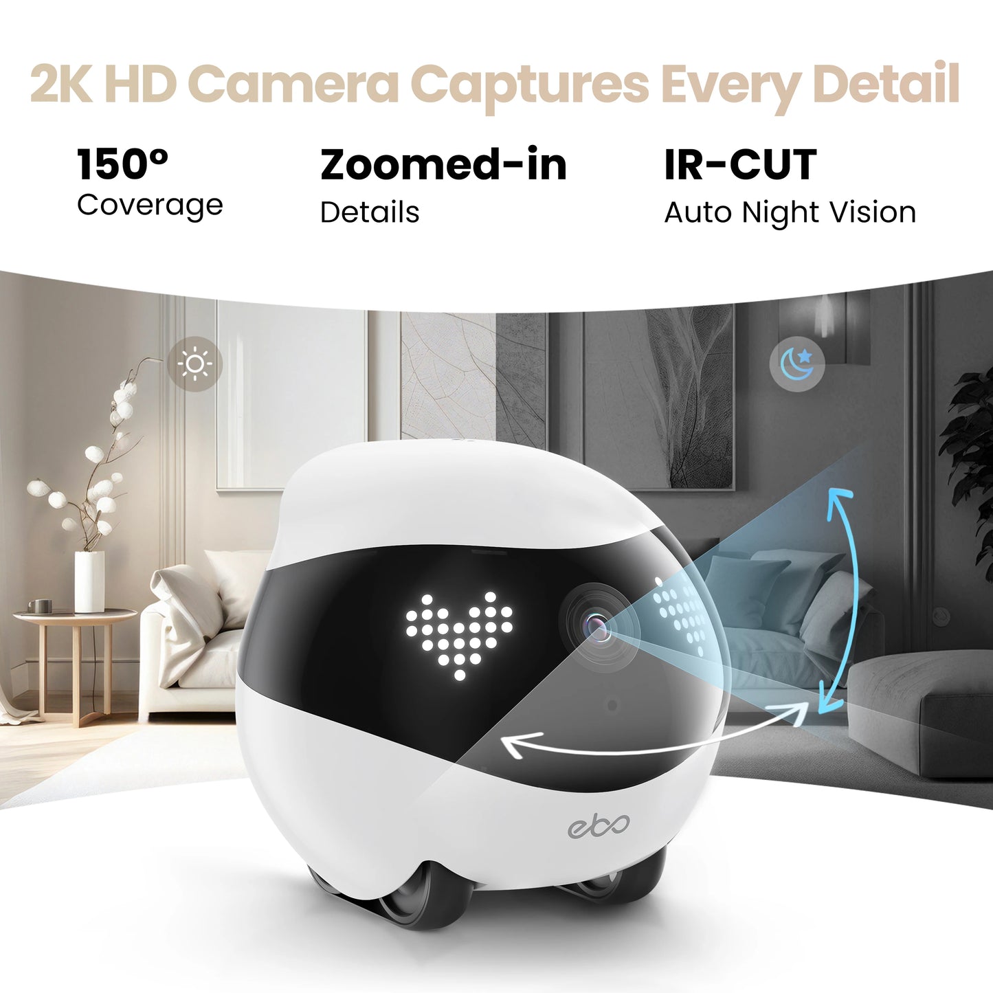 Enabot EBO AIR 2 Companion Robot 2K  Home Security Pet Camera Night Vison Wireless APP Remote Control for Dog Cat Baby