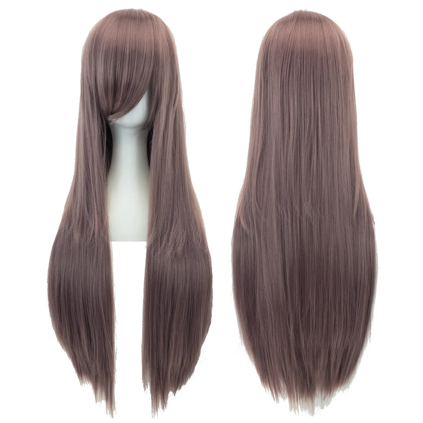 Soowee 80cm Long Synthetic Hair White Purple Cosplay Wigs Party Black Hair Straight Wig Hairpiece for Women