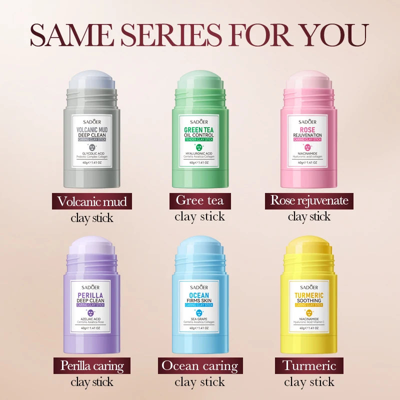 SADOER Rose Face Masks Stick Clay Mask Shrink Pores Deep Blackhead Remover Facial Cleansing Moisturizing