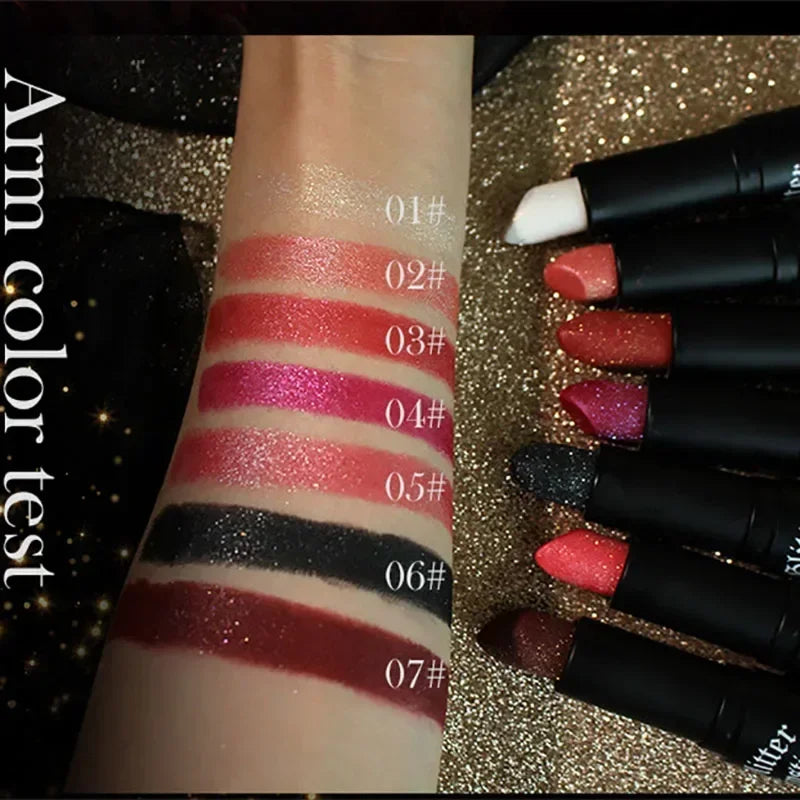 MLSMILE Multi-Color Non-stick Cup Matte Lipstick Lasting Easy Color Black Diamond Lipstick Shimmer Lip Gloss Dark Halloween Look