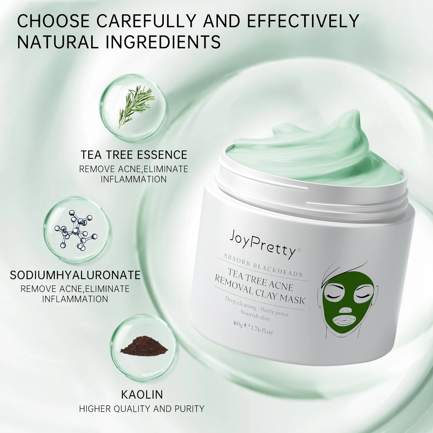 Tea Tree Face Masks Oil Control Shrink Enlarged Pores Blackhead Remover Nourishing Facial Cleansing Clay Mask Skin Care Beauty