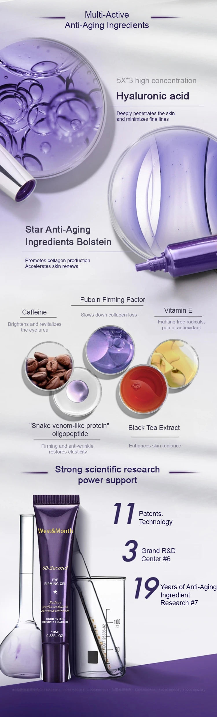 Instant Eye Bag Removal Cream Retinol Anti-Wrinkle Firming Skin Fade Fine Lines Anti Dark Circle Puffiness Brighten Eye Care Gel