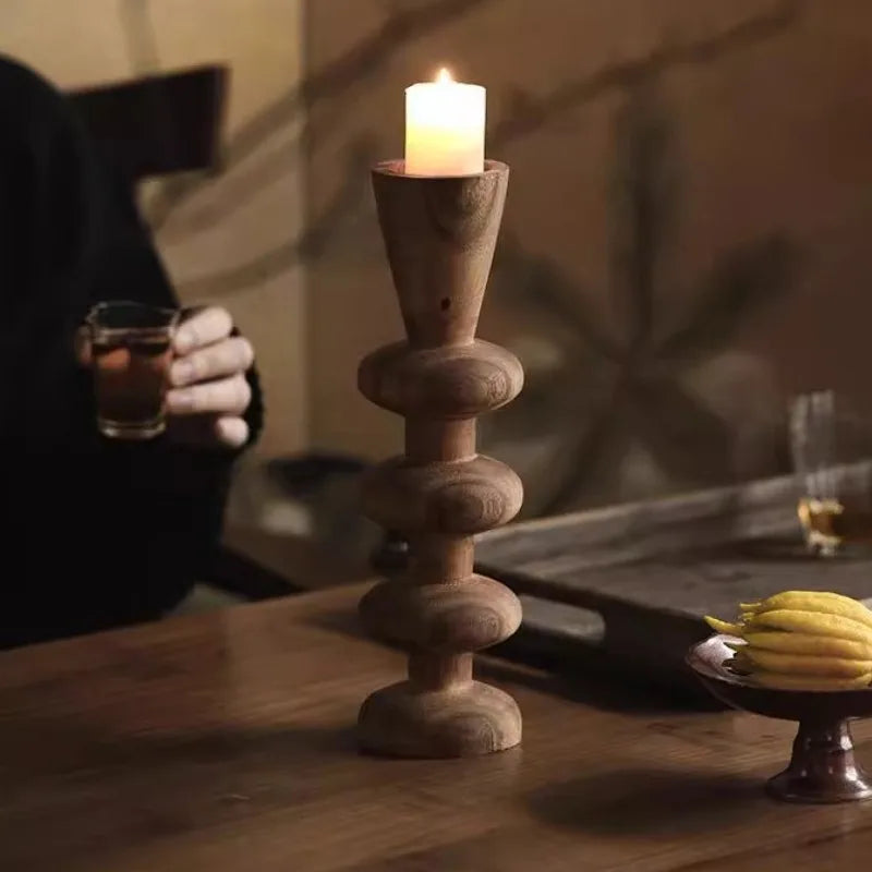 Retro Wooden Candle Holder