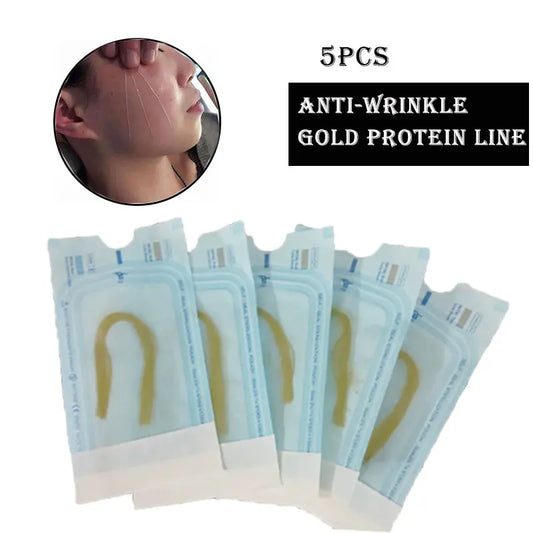 5Bags/60Pcs Absorbable Anti-wrinkle Face Filler Women Beauty Care Skin Collagen Based Protein Thread Gold Protein Line Skin Care