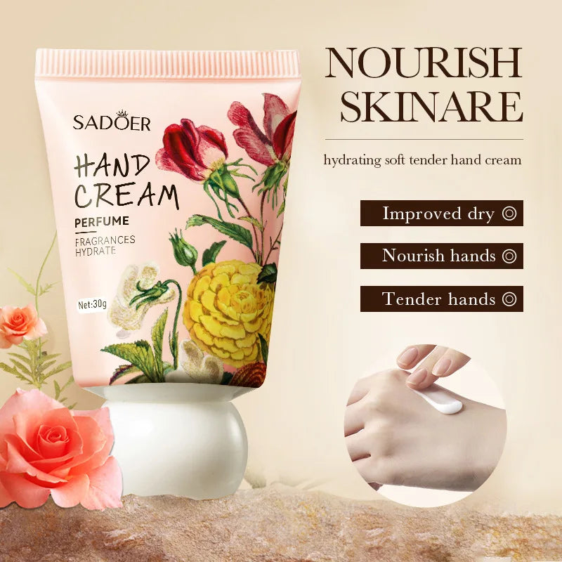 30g Garden perfume Hand Cream Plant Extract Moisturizing Flowers Nutrients Dry Crakced Repair Soft Whitening Oil Control Rose