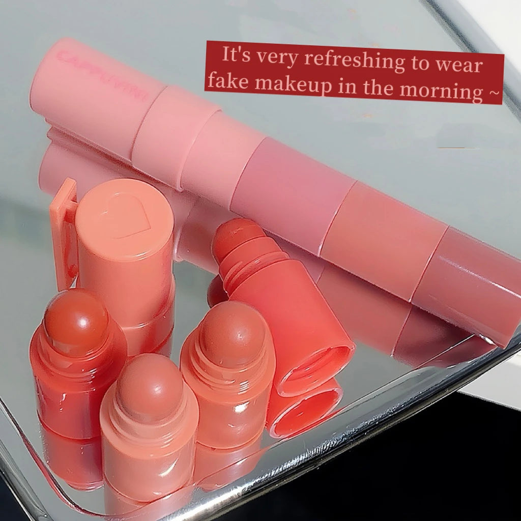 4 In 1 Nude Matte Lipstick Pencil Kit Velvet Sexy Red Lip Tint Non-stick Cup Multicolour Lipstick Pen Makeup Lips Cosmetic Set