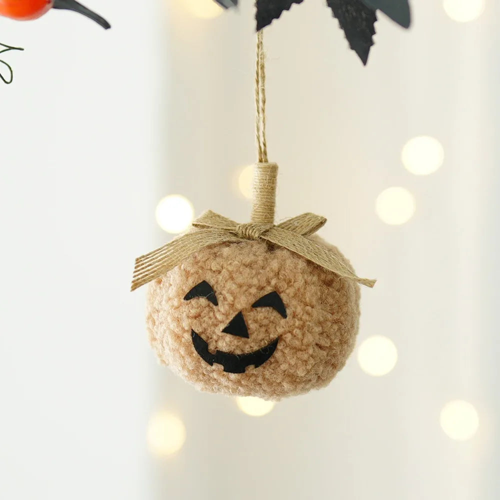 Funny Halloween Hanging Pendant Cute Soft Pumpkin Face Doll Ornament Flocking Fabric Pumpkin Halloween Decoration