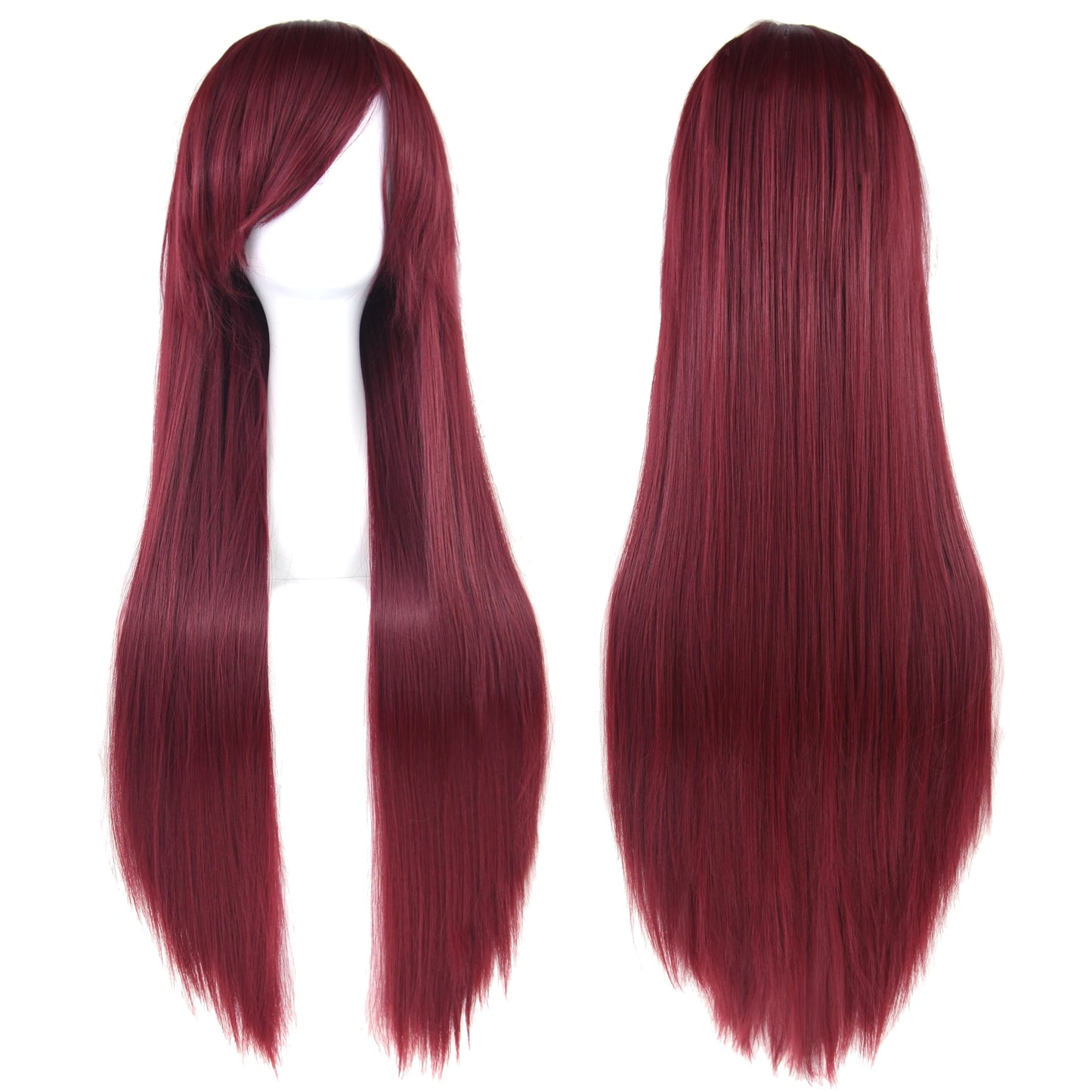 Soowee 80cm Long Synthetic Hair White Purple Cosplay Wigs Party Black Hair Straight Wig Hairpiece for Women