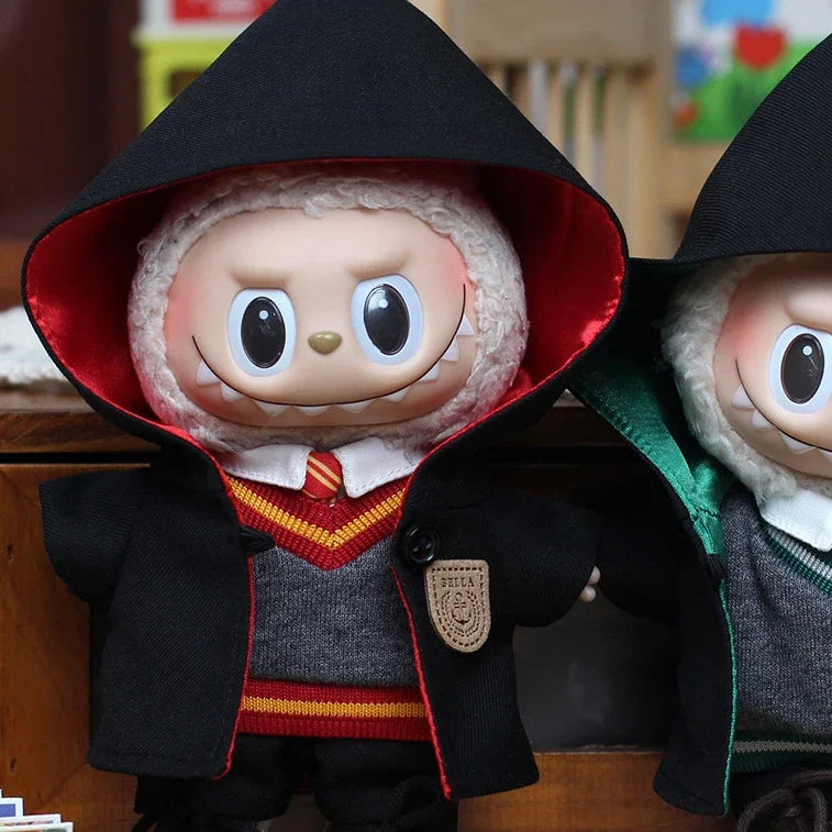 15-17cm Labubu Costume Magic Set V1 V2 College Retro Costume Set Hoodie Cloak Labubu Decoration Gift Toy