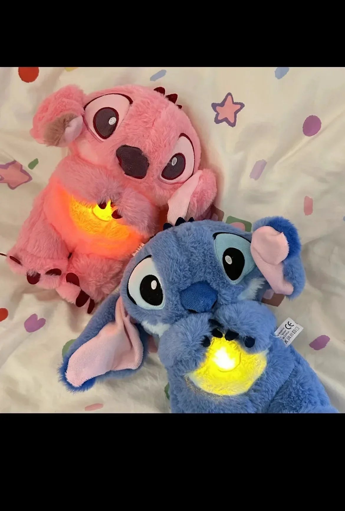 Stitch Anime Plush Doll With Lighting Music Airbag Kawaii Appease Toy Baby To Soothe Sleep Peluche For Kids Gift