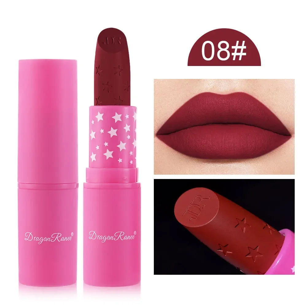 9 Colors Waterproof Rose Red Velvet Matte Lipstick Moisturizing Long Lasting Stars Not Easy To Fade Nude Lip Tint Black Lipstick