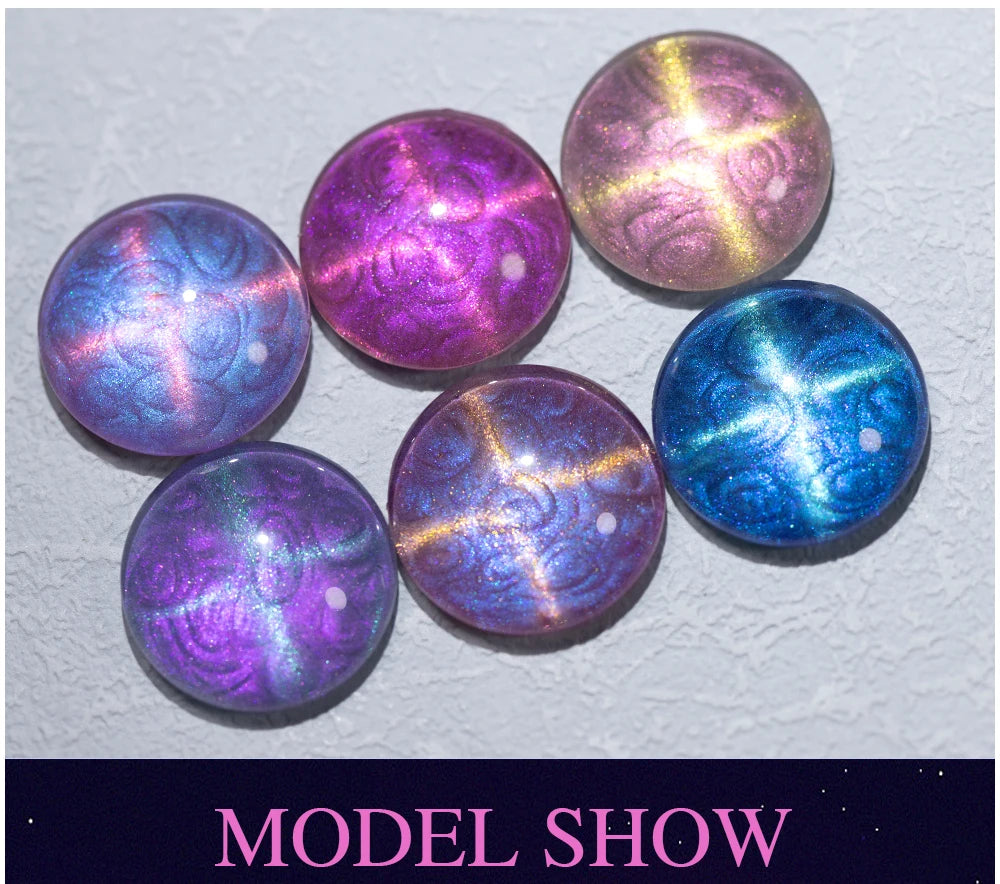 PUENTE 6pcs/set Aurora Shell Thread Cat Magnetic Gel Nail Polish 9D Aurora Glitter Pearl Cat Eye Soak Off UV Nail Art Varnish