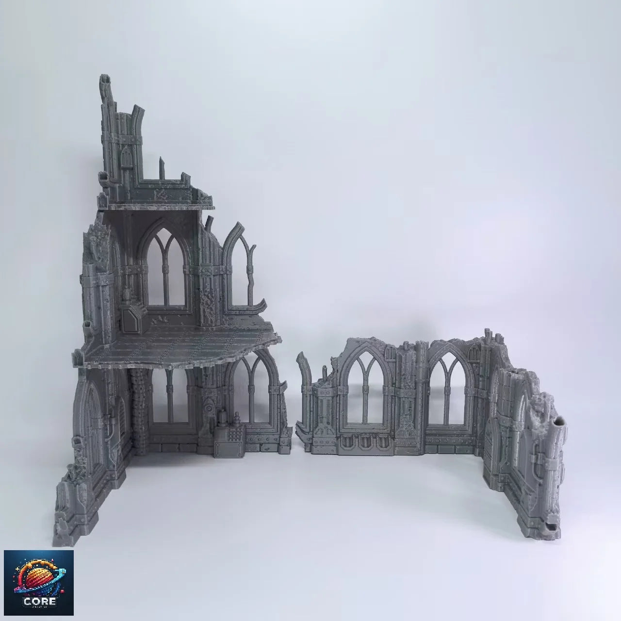 Gothic Sci-Fi Wargame 3D Printed Ruined Building Model Hammer 40K Magic Realms Vintage Fsy Architectural Structure