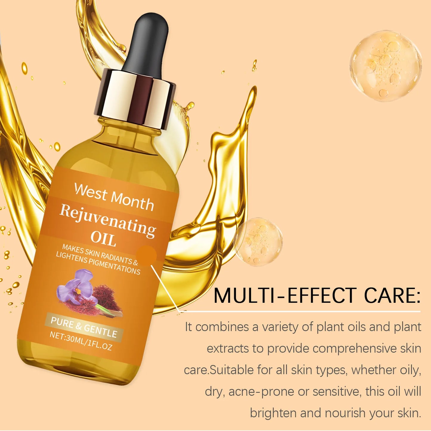 Gentle moisturizing anti-aging saffron facial serum