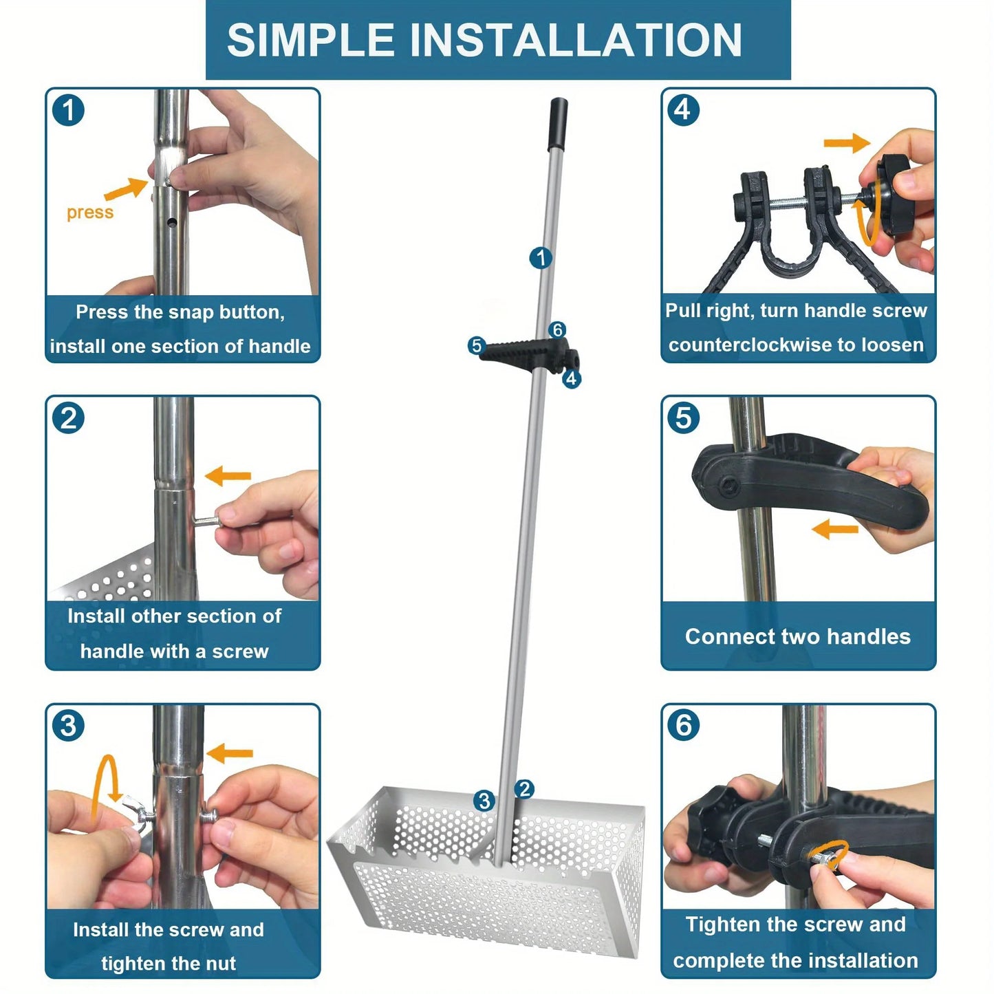 Beach Sand Scoop Shovel Metal Detector Sand Scoops Treasure Detecting Metal Detector Hunting Stainless Steel Tool Hex