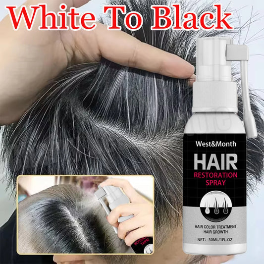 Gray White Hair Treatment Serum Spray Cover White Hair To Black Natural Color Repair Anti Loss Hair Restore Healthy Hair Care