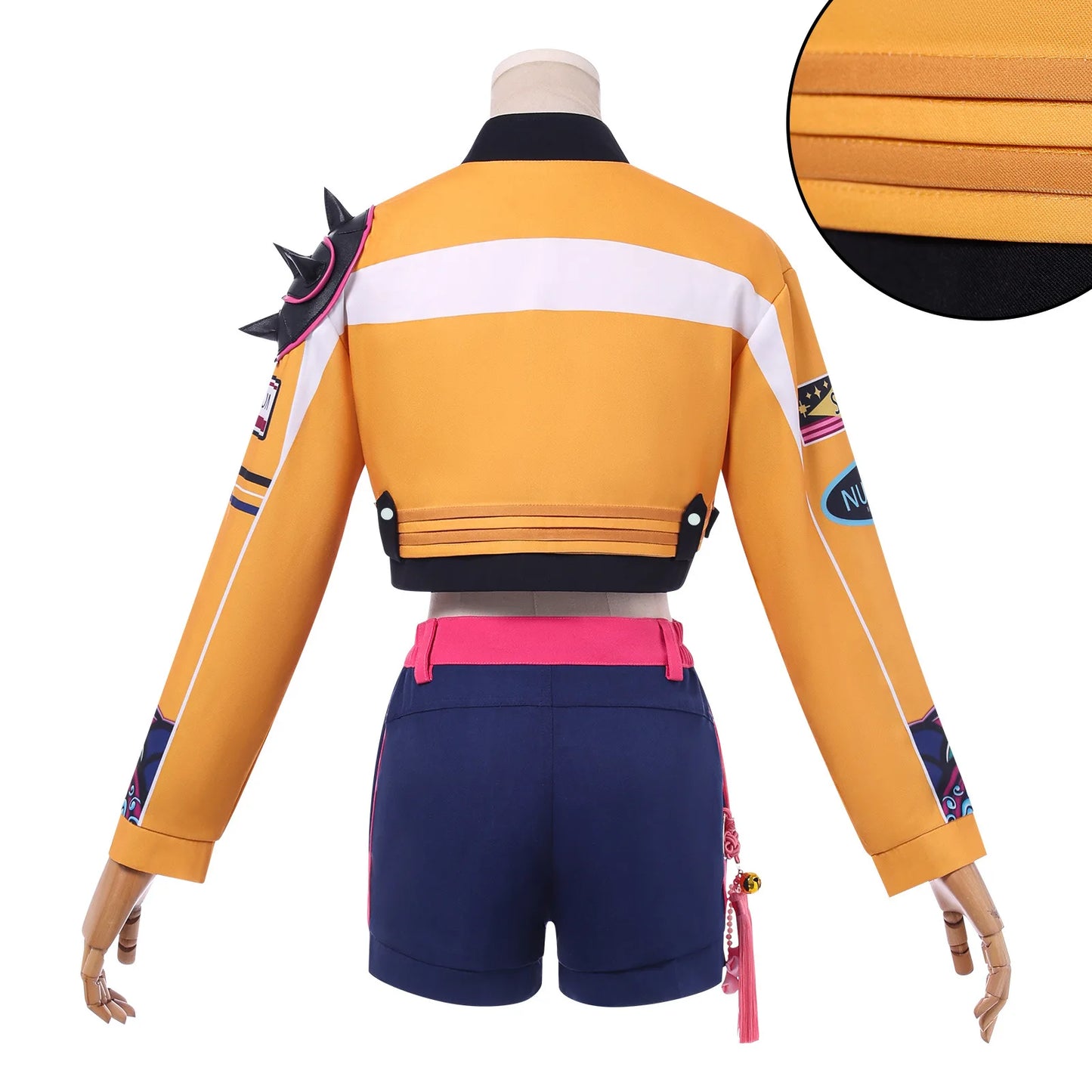 Rumi Cosplay Costume Anime Movie KPop Demon Hunters Yellow Jacket Huntrix Uniform Earrings Shorts Halloween Women Girls