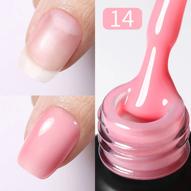 BORN PRETTY 15ml Milky Pink Rubber Base Gel Nail Polish Glitter Semi-Permanent Varnish Soak Off Self Leveling UV LED Polish