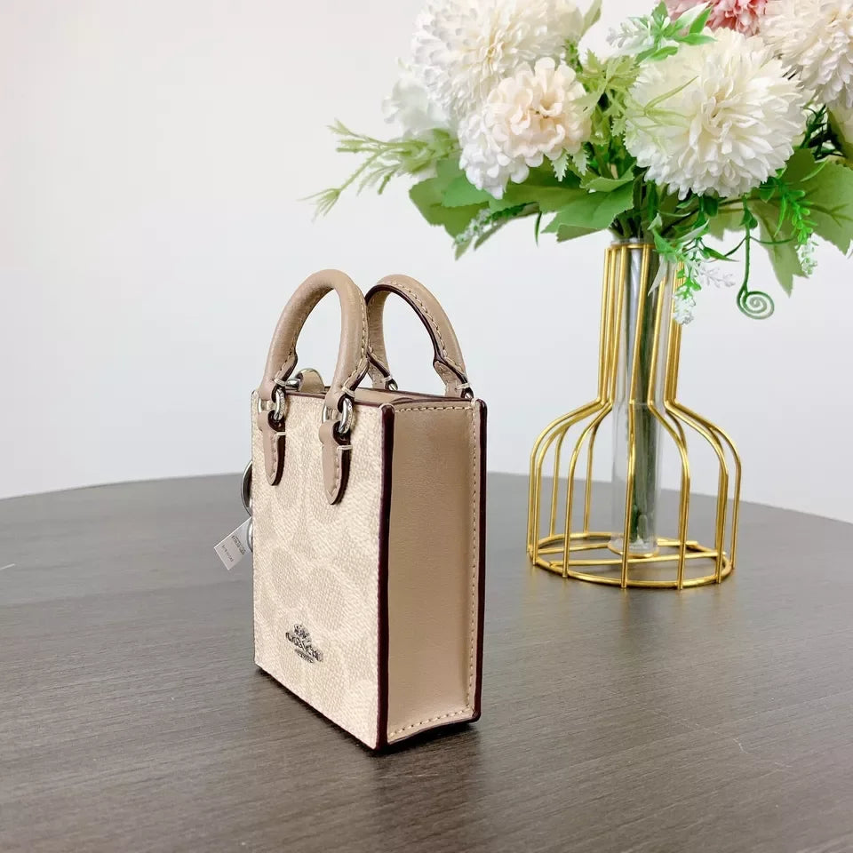 North/South Mini Tote Bag Charm Keychain for Women Charms for Handbags Cute Bag Mini Pendant For Coach Bags Purse Accessories