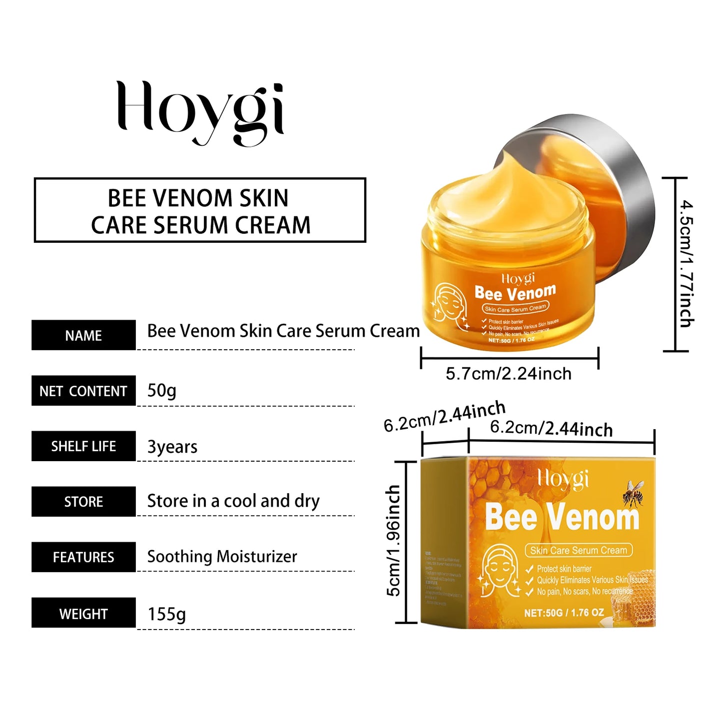 Bee Venom Skin Care Serum Cream Relieve Dry Skin Nourishing Skin Elastic Moisturizing Tightening Smoothing Brightening Cream