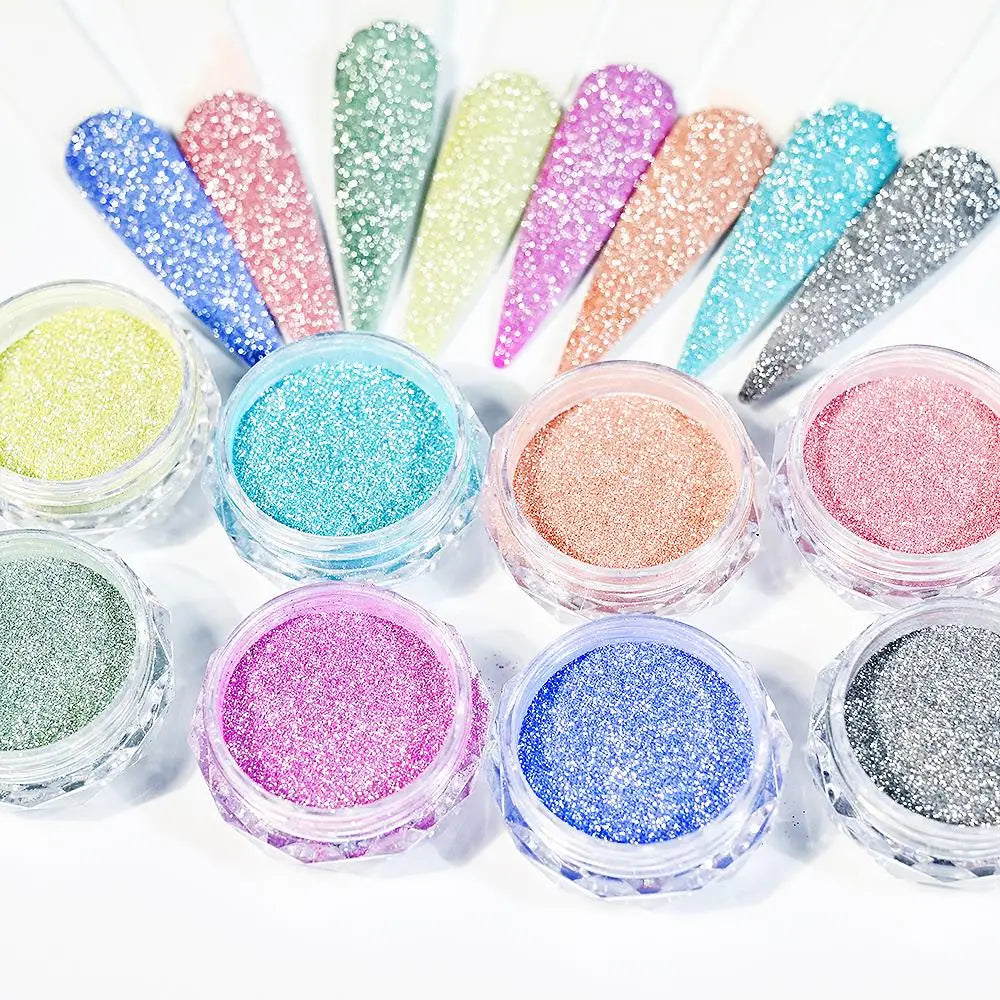 1Box Reflective Thermal Glitter Nail Powder Pink/Blue Temperature Color Change Chrome Pigment Shinning Nail Art Glitter Dust #FT