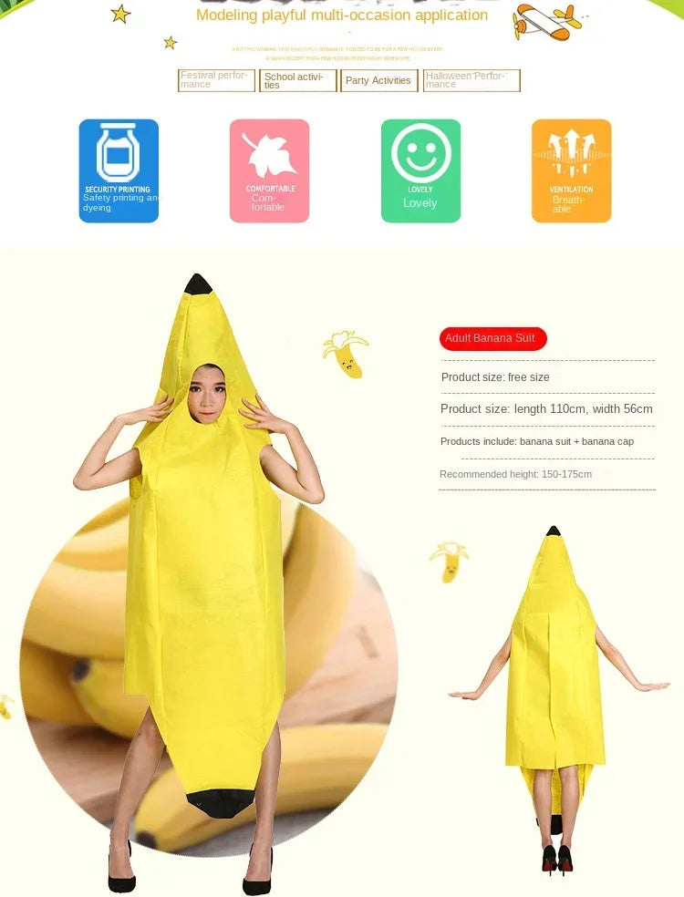 Carnival Clothing Men Cosplay Adult Fancy Dress Funny Sexy Banana Costume Novelty Halloween Christmas Carnival Party Decorations