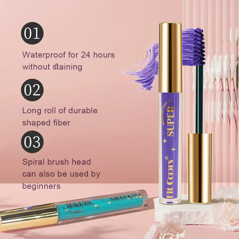 6 Color/Set Colored Mascara Cream Blue Green Lasting Waterproof Mascara Curling Eyelashes Thick Curl 3D Non-smudding Mascara