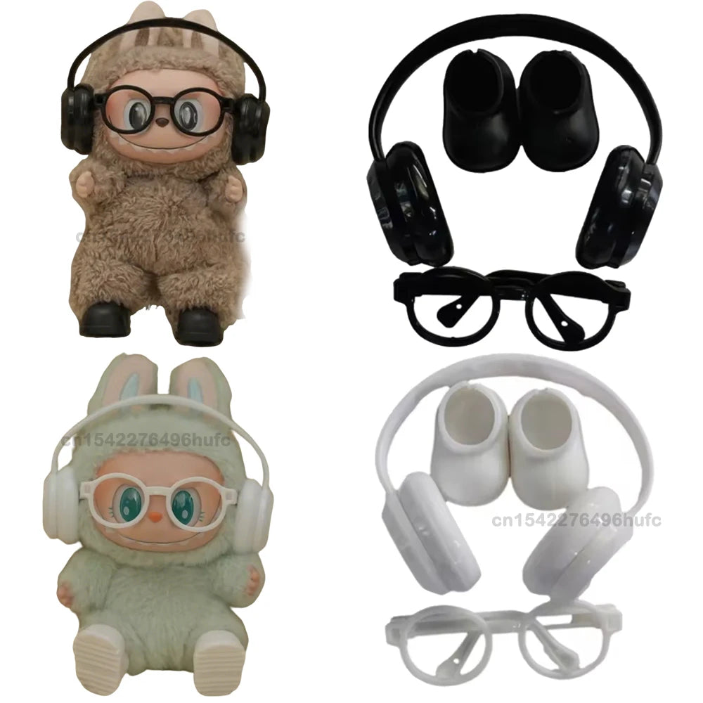 DIY Plush Doll Accessories For Labubu V1 V2 V3 Shoes Without Lenses Glasses Stylish Plastic Headphone Set Birthday Gift No Dolls