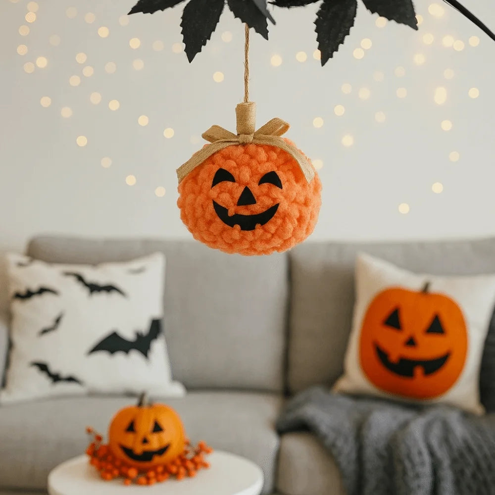 Soft Pumpkin Face Ornament