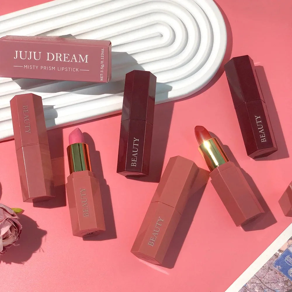 JUJU DREAM Six-color matte lipstick, non-fading non-stick cup, long-lasting velvet luster, matte lipstick waterproof lipstick