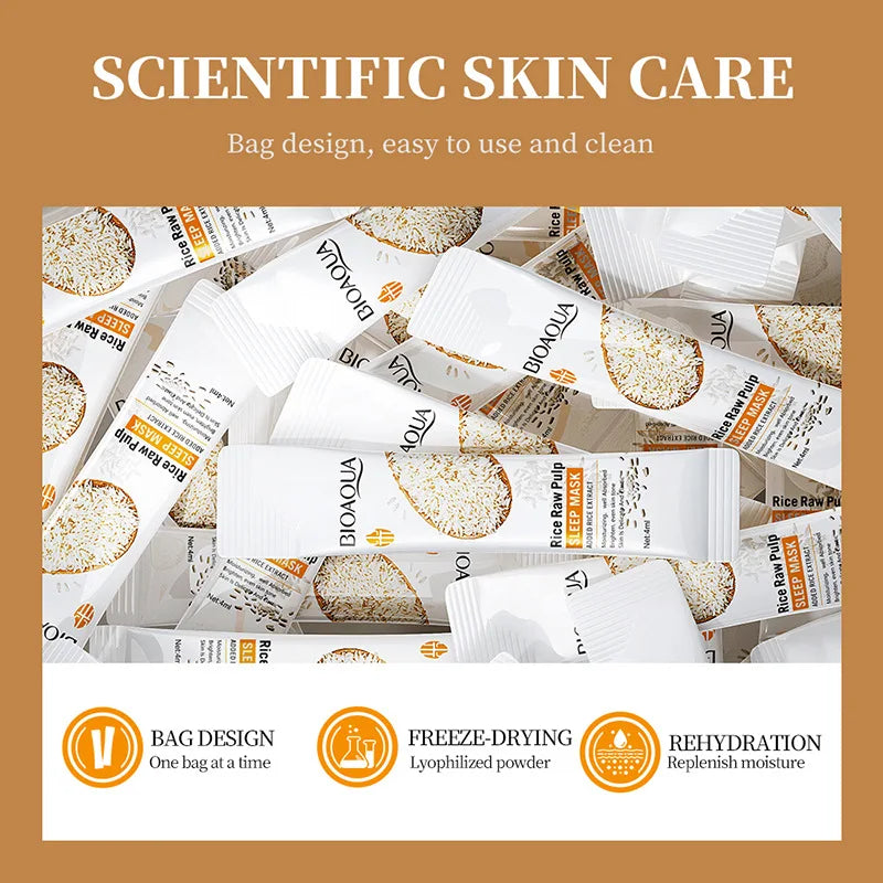 30pcs BIOAQUA Rice Raw Pulp Sleeping Facial Masks Whitening Face Mask Anti Wrinkle Anti-aging Moisturizing Collagen Face Masks