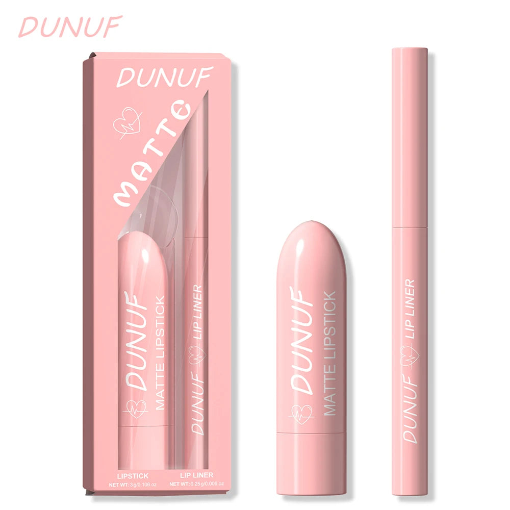 Red Brown Matte Lipstick Lip Liner Set Waterproof Long Lasting Hydrating Non Sticky Contour Lip Makeup