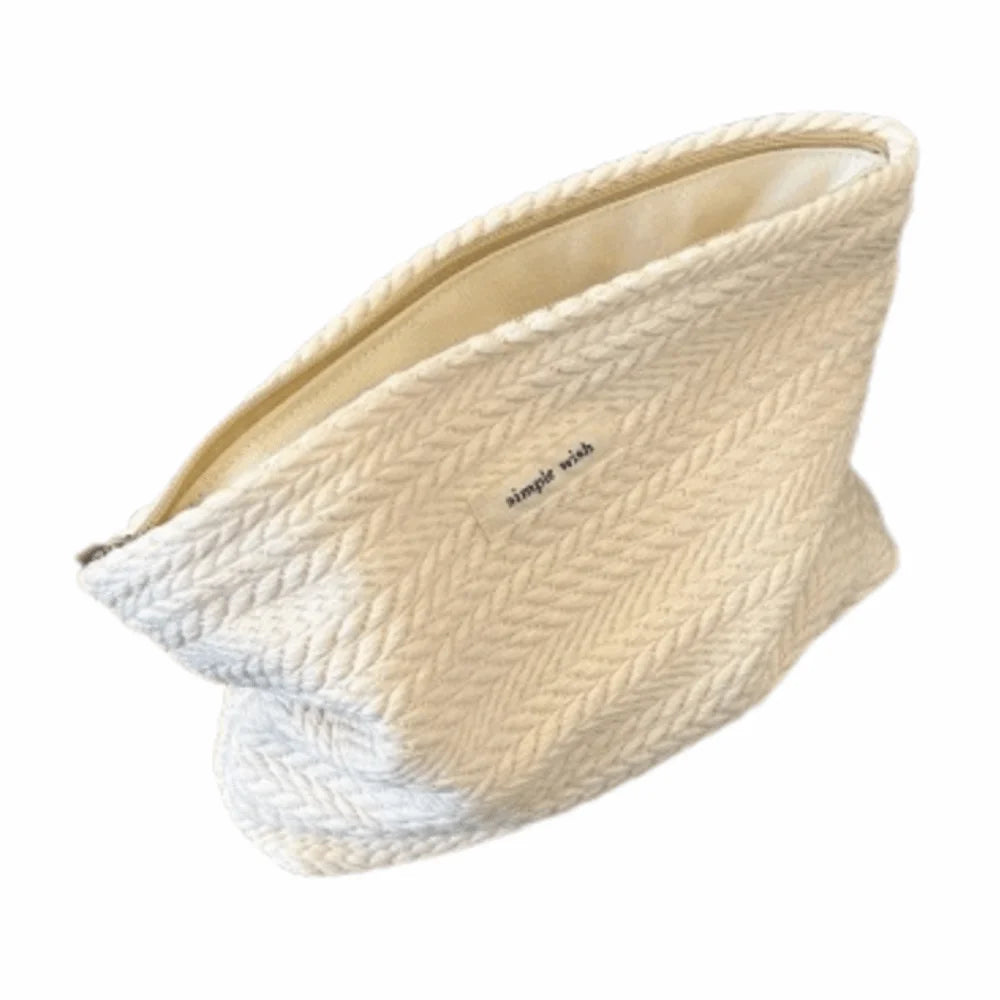 Handbag Woven Fabric Makeup Bag for Women Large Capacity Solid Color Cosmetic Pouch Small Organizer Zipper Beauty Case Travel