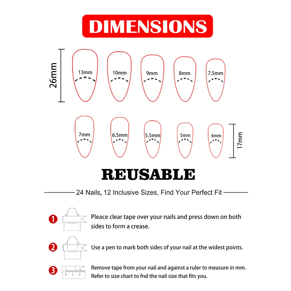 24Pcs/Set Women Girls Trendy Medium Almond French Wine Red Geometric Stripes Full Coverage Wearable Fake Nail Press on Nail Art