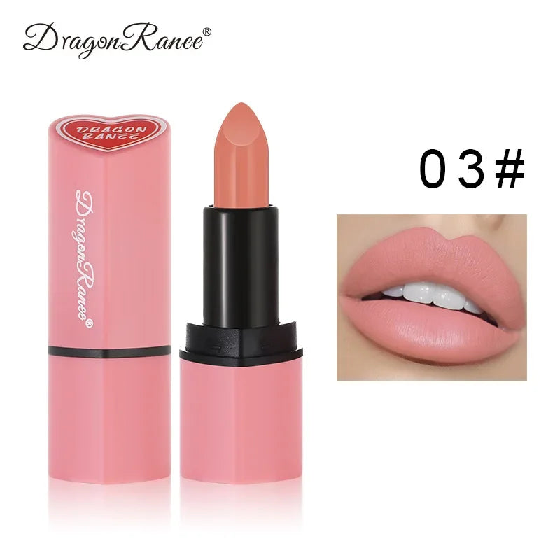Cute Love Heart Lipstick Velvet Matte Nude Lipstick Pink Red Waterproof Lasting Lipsticks Stain Lip Balm Set Lip Tint Makeup