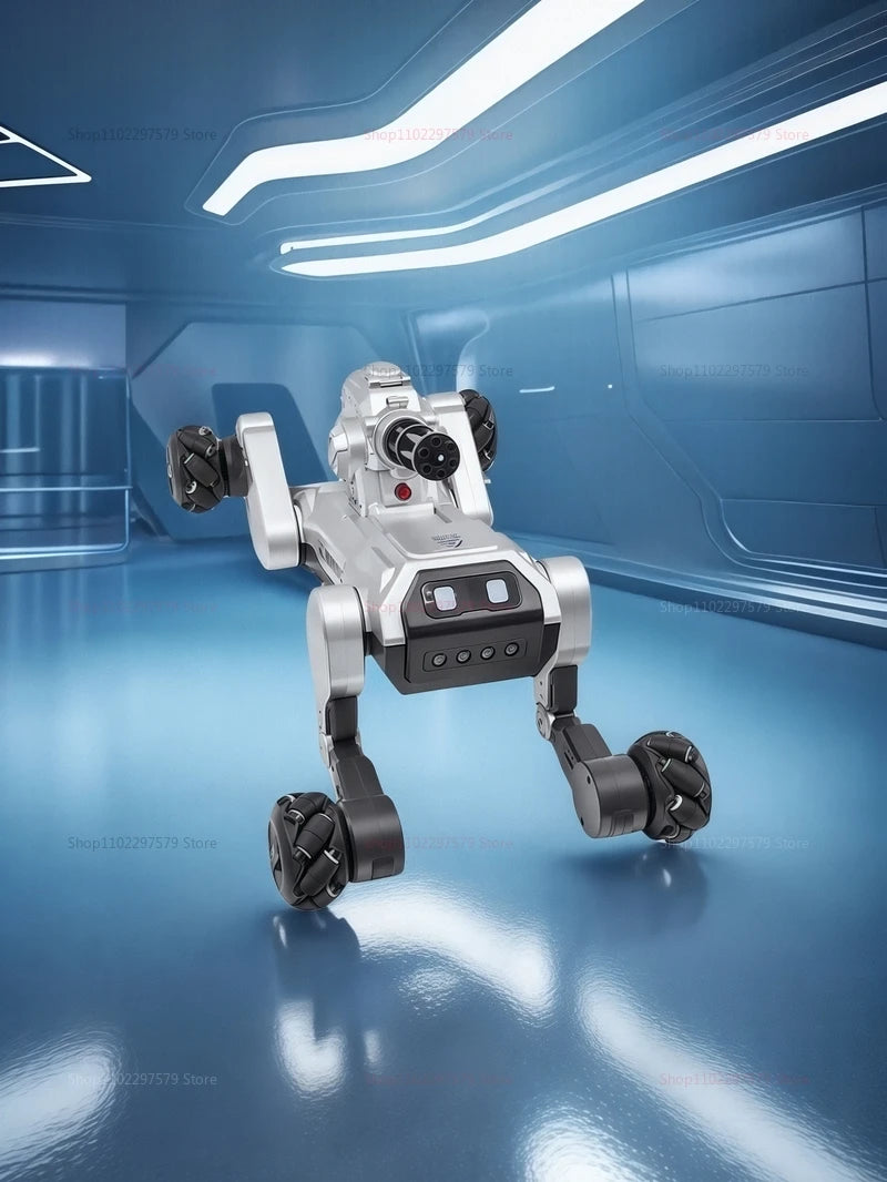 2025 New 2.4G Remote Control Robot Dog with Singing Dancing Follow Mode 360° Rotating launching Cannon Puppy Toys Gifts For Kid