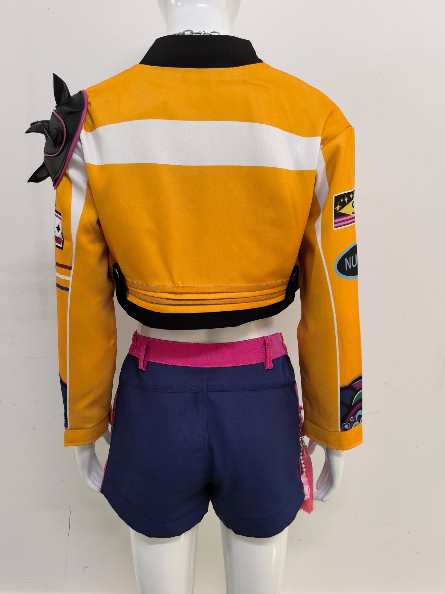 Rumi Cosplay Costume Anime Movie KPop Demon Hunters Yellow Jacket Huntrix Uniform Earrings Shorts Halloween Women Girls