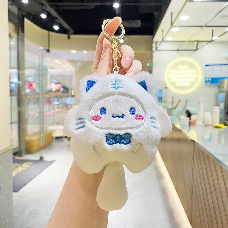Sanrio  Hello Kitty Melody Cinnamoroll Plush Doll Keychain Pochacco Cute Key Ring Cartoon Plushies Bag Accessories Gifts Toys