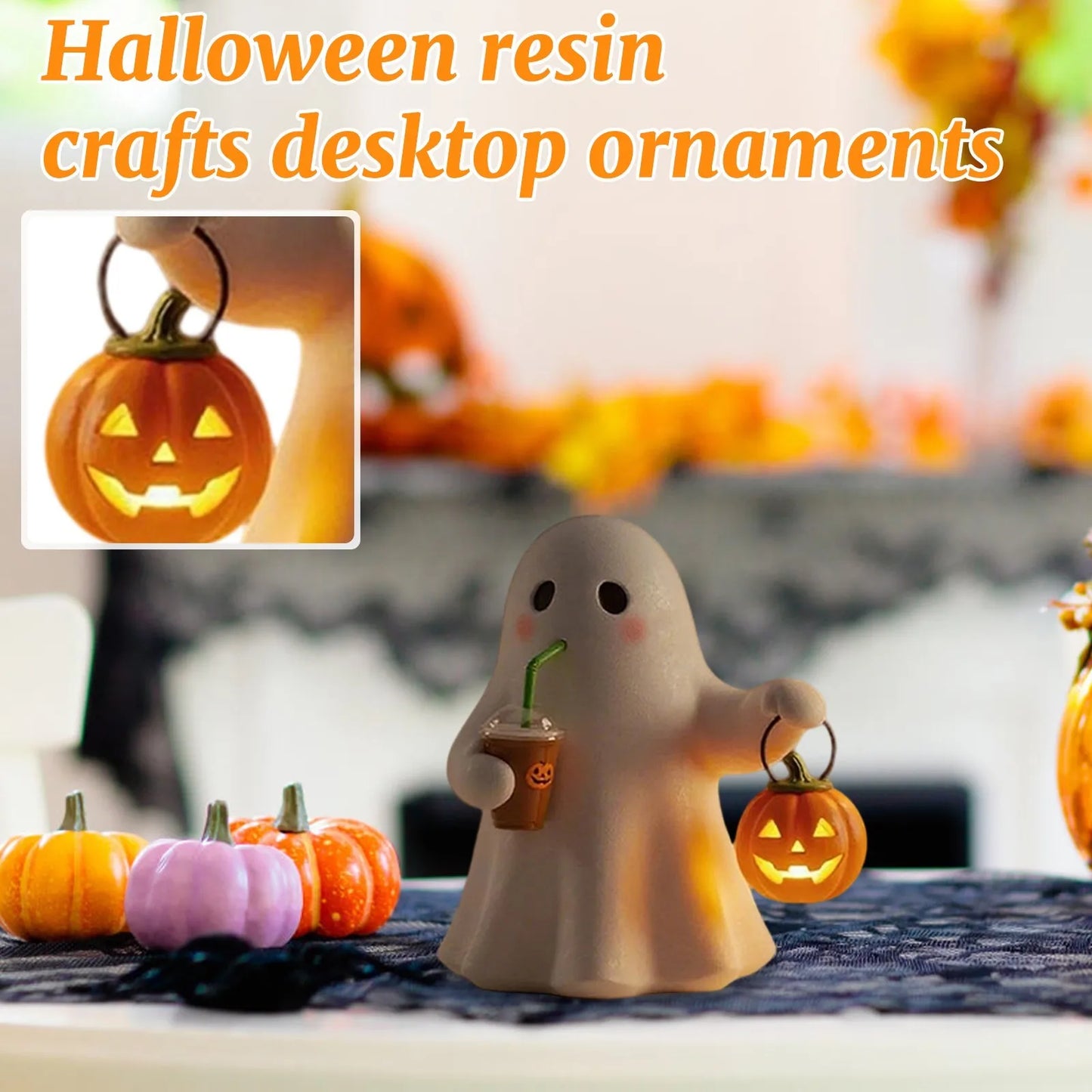 Cute Ghost/ Decoration Nightlight Resin Halloween Home Creative Crafts Decoration Atmosphere Halloween Decorations Home Decor