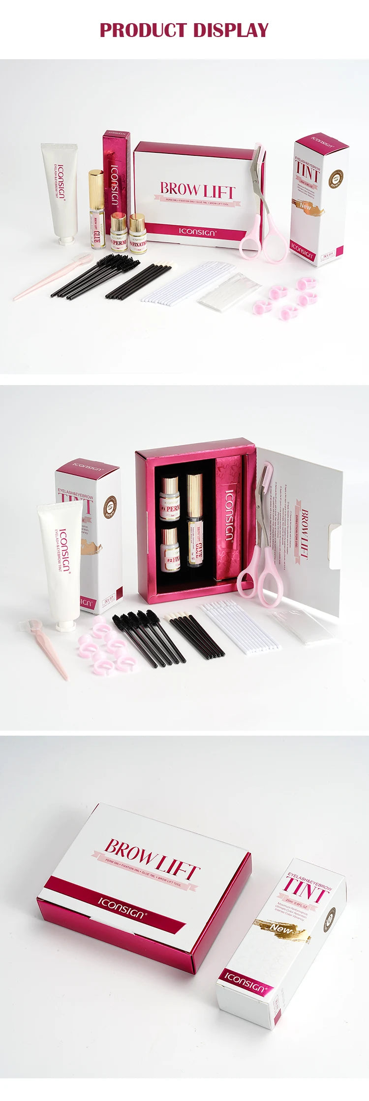 New ICONSIGN Brow Lift Kit and Eyelash Eyebrow Dye Tint Combo Brow Perm Brow Dye Brow Tattoo Cream Eye Makeup Tools Dropshipping