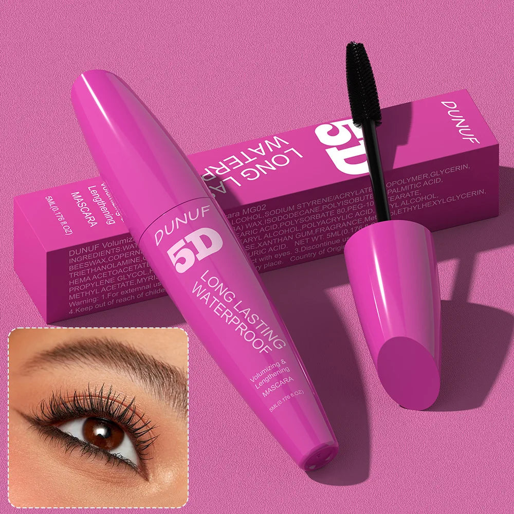 5D Waterproof Mascara Cream Thick Slender 24h Volumizing Lash Makeup Eyelash Curling Lengthening Lasting Eyelash Cream