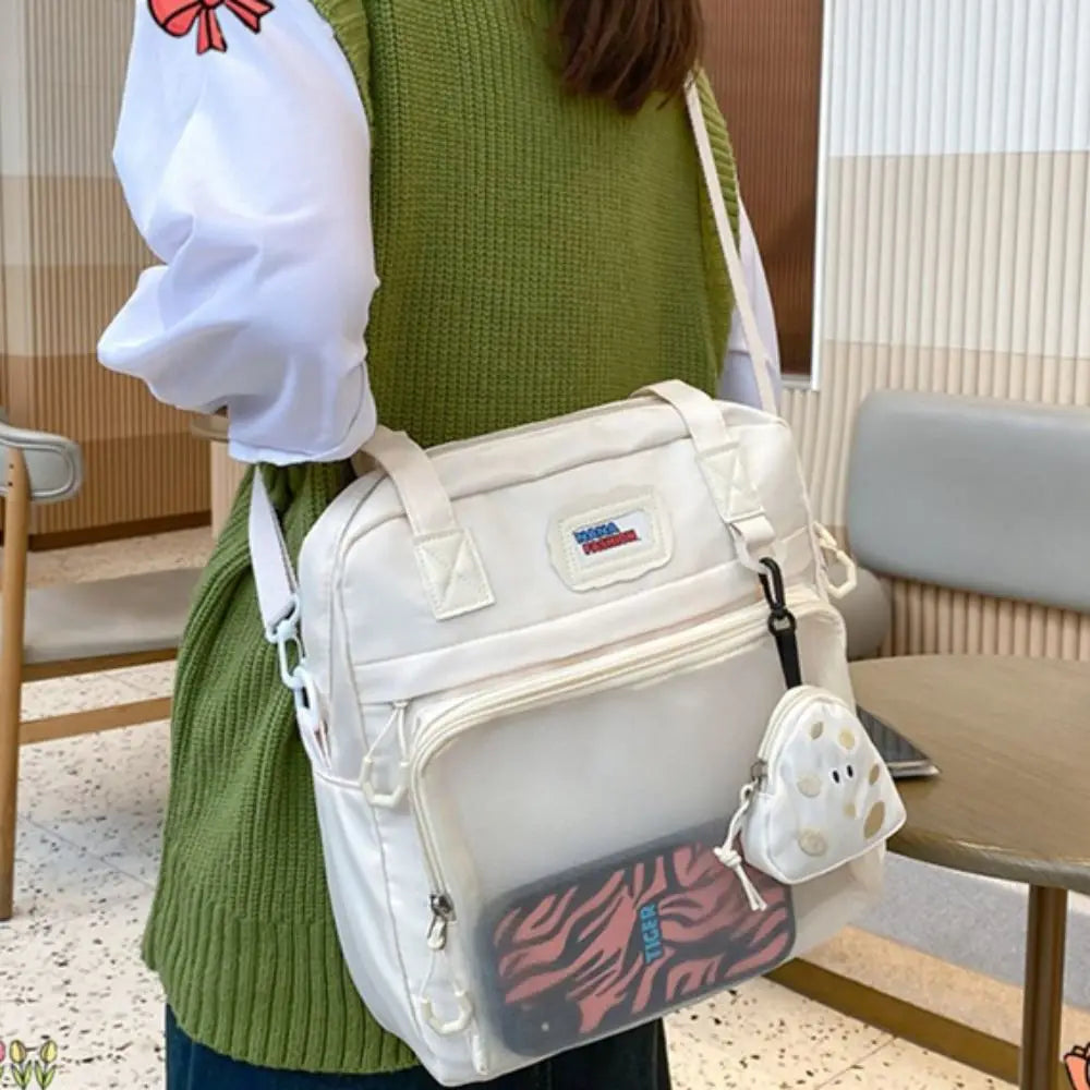 Clear Small Ita Bag Multi-purpose Transparent Pocket Pin Display Bag with Silk Ribbon Japanese Style Pin Display Backpack Girls