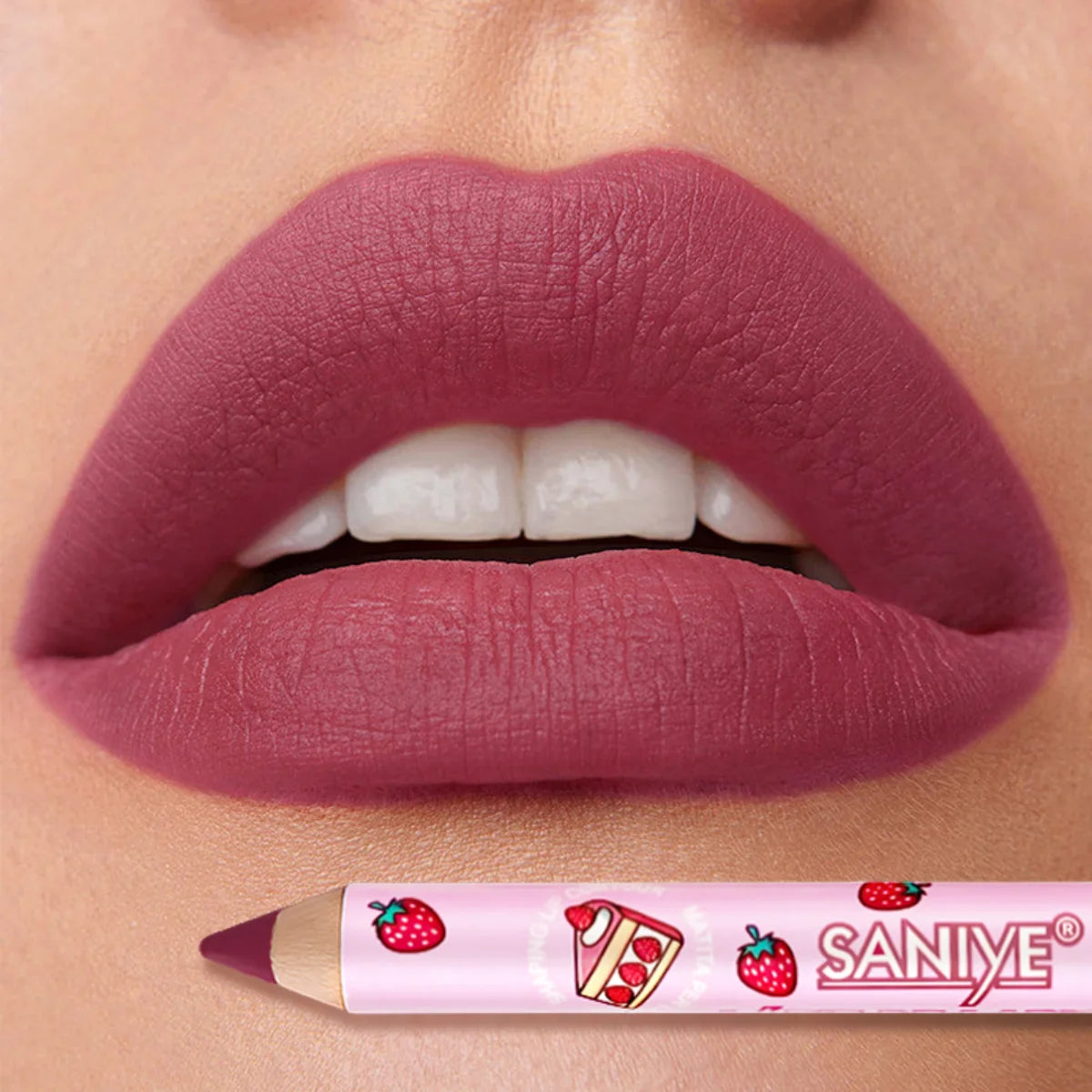 1pc Matte Lipstick & Liner Pen, Waterproof, Long-Lasting, Non-Stick, Berry Shades for All Skin Types, Makeup Pencils for Women